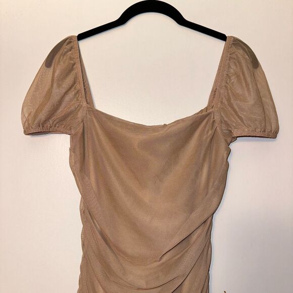 Princess Polly Women’s Charvi Mini Dress Light Tan Brown Size 8 NWT - Picture 3 of 10